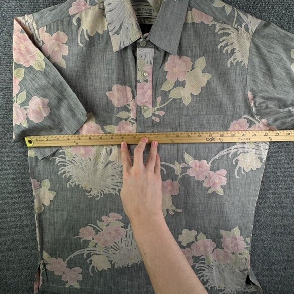 VTG Mark Raysten Malihini Large USA Made Half Button Up Shirt Floral Gray Pink - Picture 5 of 16